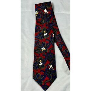The Disney Store Men's 100% Silk Neck Tie Mickey Mouse‎ Goofy Donald Duck Good
